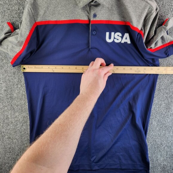 Adidas USA Men Small Stretchy Short Sleeve Blue Red Gray Polo Shirt Adult Sports - Picture 11 of 14